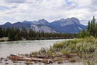 Jasper House  Wir fahren weiter, wollen aber auf der 80 km langen Strecke noch eine kurze Pause einlegen, wozu sich der mit einer öffentlichen Toilette ausgestattete Rastplatz "Jasper House" förmlich aufdrängt. Ein 300 m langer Pfad führt von der Straße zum Fluss am Ausgang des Brûlé-Sees, wo eine Tafel an das "Jasper House" erinnert, einen historischen Versorgungsstützpunkt und Handelsposten, der im 19. Jahrhundert Reisende unterstützte und den Postverkehr entlang der Rocky Mountains managte. : Jasper House