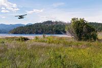 Porpoise Bay  Unser heutiger Übernachtungsplatz befindet sich an der Porpoise Bay, dem südlichen Teil des Sechelt Inlet, ein Meeresarm, der sich vom Jervis Inlet kommend weit ins Inland ausdehnt. Wieder stehen wir, wie so oft auf den staatlichen Plätzen, unter hohen Bäumen, umgeben von grüner Natur in großzügigem Abstand zum nächsten Nachbarn. Das ist der Vorteil, wenn dem Betreiber die ganze Fläche eines Provincial Parks zur Verfügung steht. Den kommerziell betriebenen privaten Grounds hingegen merkt man an, dass sie den begrenzten Flächen eine maximale Kapazität abringen müssen, was häufig in engen, wenig naturnahen, aber immerhin mit Wasser, Strom und Dumpanschluß ausgestatteten Stellplätzen resultiert. : Porpoise Bay